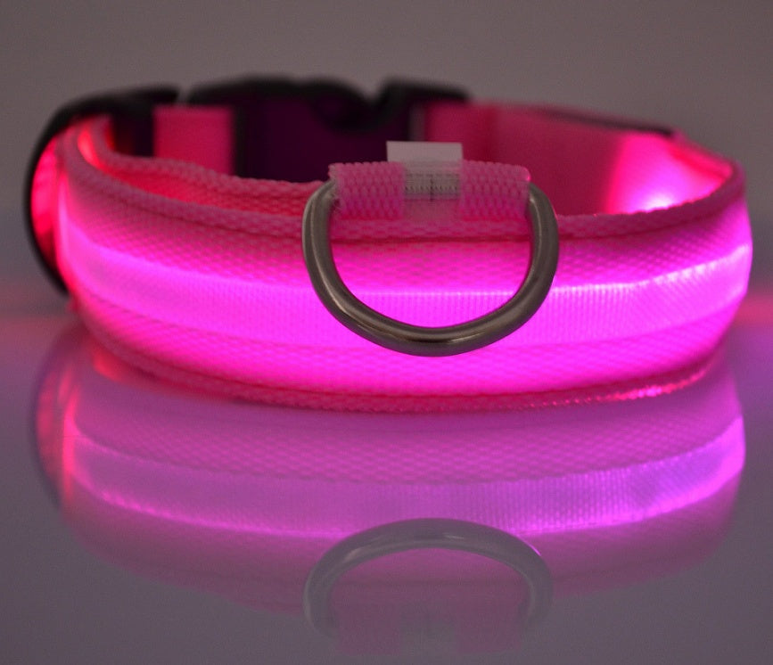 Nylon LED Pet Dog Luminous Collar Night Safety Flashing Glow in Dark Dog Cat Leash Adjustable
