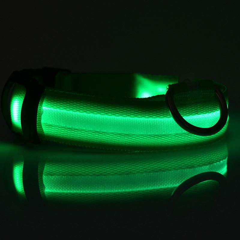 Nylon LED Pet Dog Luminous Collar Night Safety Flashing Glow in Dark Dog Cat Leash Adjustable
