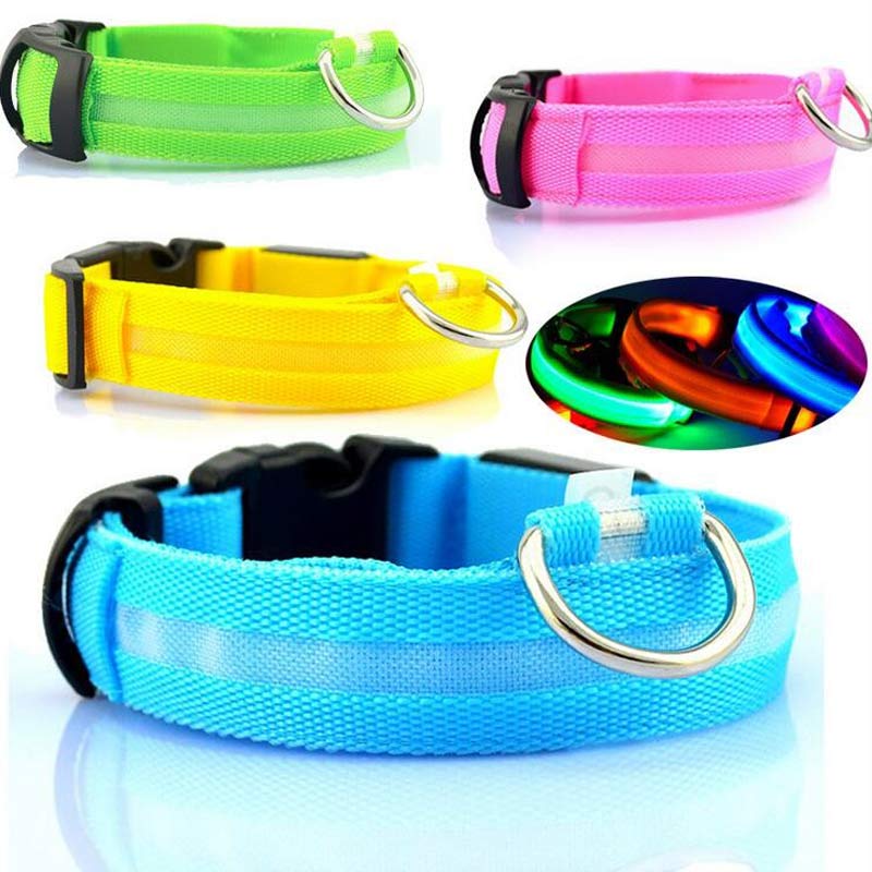 Nylon LED Pet Dog Luminous Collar Night Safety Flashing Glow in Dark Dog Cat Leash Adjustable