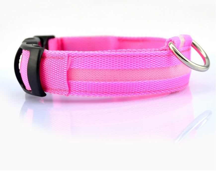 Nylon LED Pet Dog Luminous Collar Night Safety Flashing Glow in Dark Dog Cat Leash Adjustable