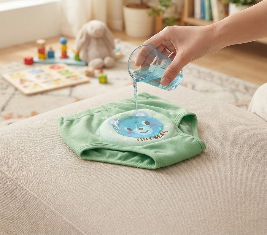 Small amount of water poured on Nestiane training underwear